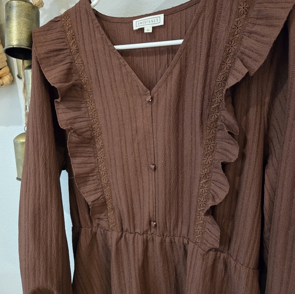 Sweetsalt Brown Ruffle Dress - Picture 2 of 2